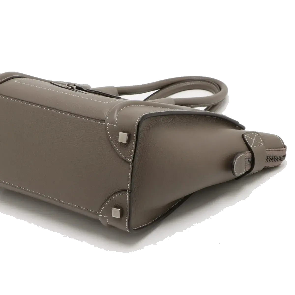 Pre-Loved Luggage Tote Leather Micro with Silver Hardware, Taupe