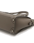 Pre-Loved Luggage Tote Leather Micro with Silver Hardware, Taupe