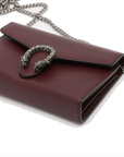 Pre-Loved Dionysus Chain Wallet Crossbody Bag Leather Mini with Aged Silver Hardware, Burgundy