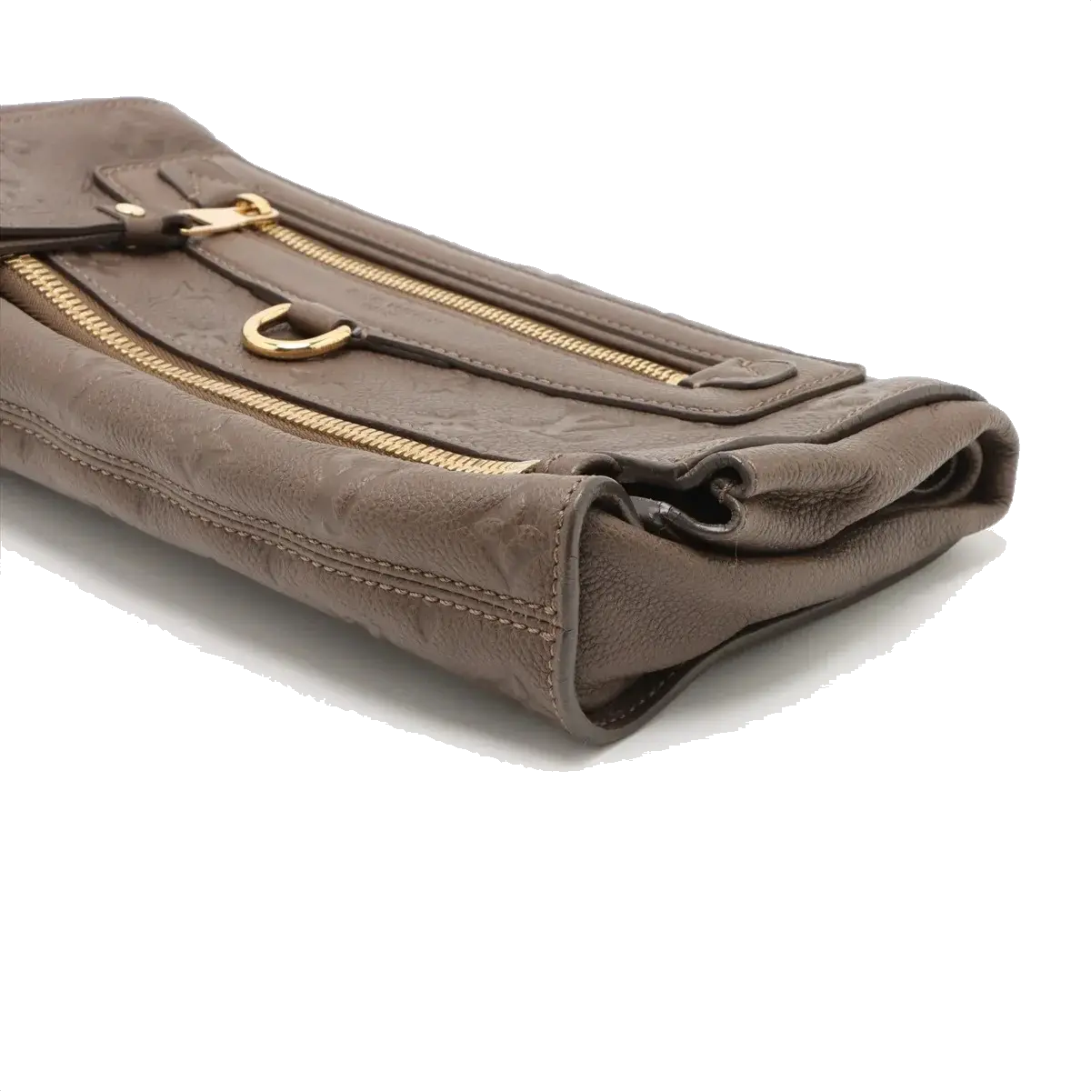 Pre-Loved Petillante Clutch Monogram Leather with Gold Hardware, Taupe