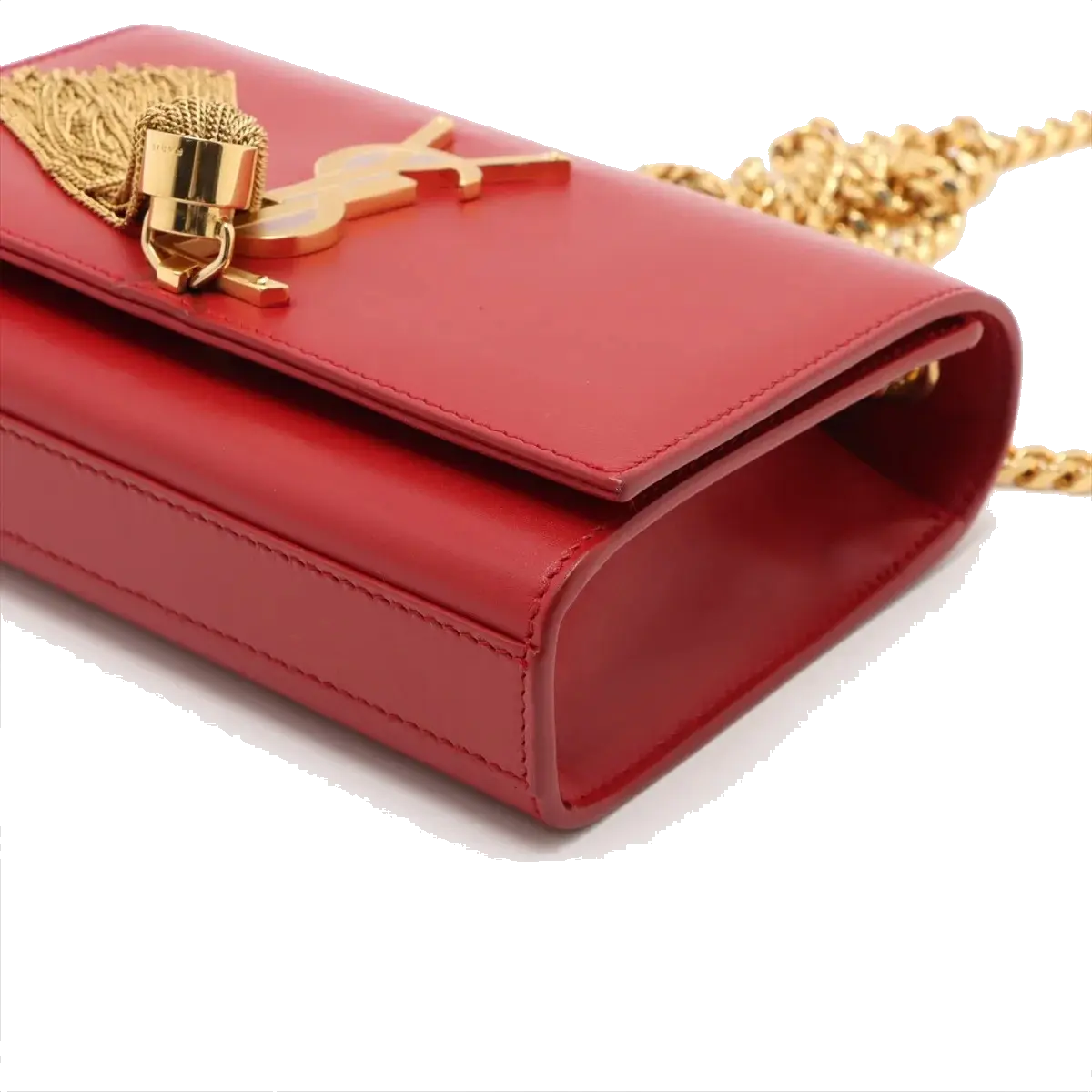 Pre-Loved Kate Tassel Crossbody Bag Leather Small with Gold Hardware, Red