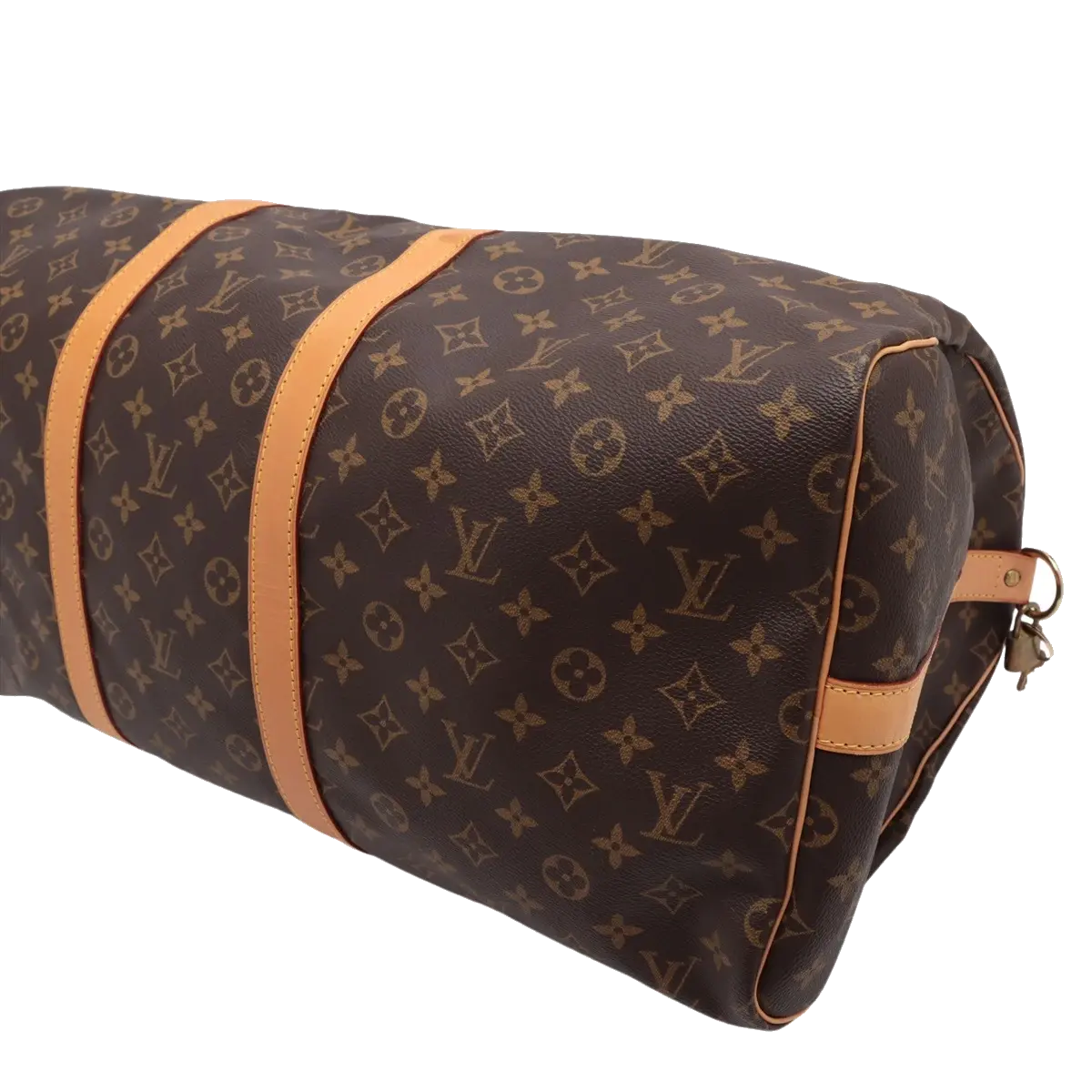 Pre-Loved Keepall Bandoulière Travel Bag Monogram Coated Canvas 55 with Gold Hardware, Brown