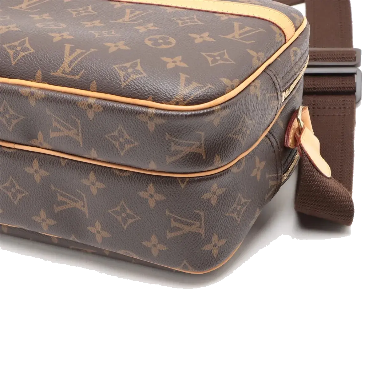 Pre-Loved Reporter PM Crossbody Bag Monogram Coated Canvas PM with Gold Hardware, Brown