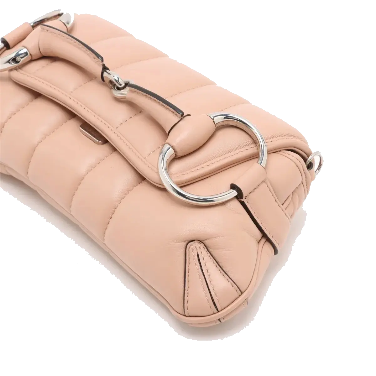 Pre-Loved Horsebit Chain Shoulder Bag Quilted Leather Small with Silver Hardware, Pink