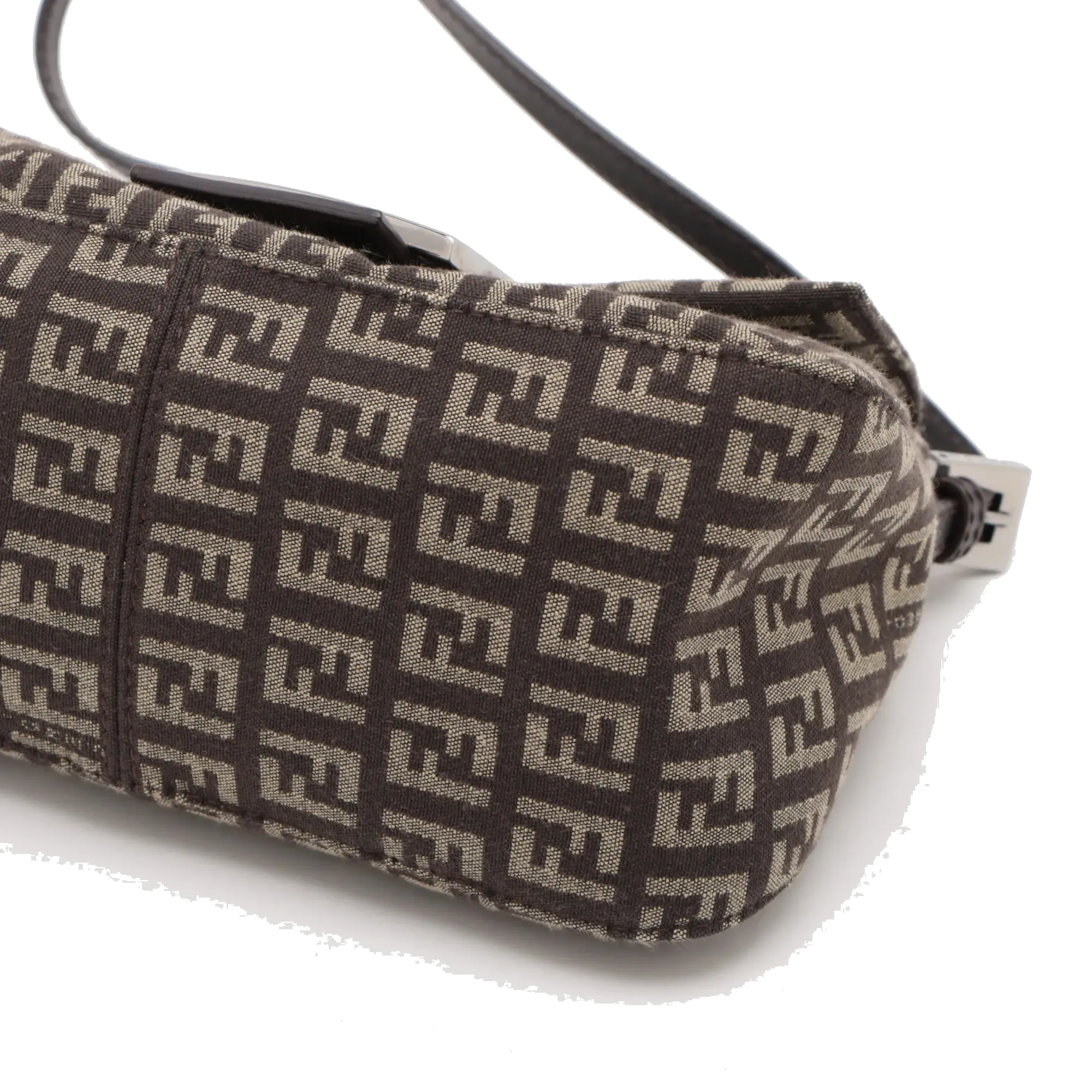 Pre-Loved Mamma Baguette Shoulder Bag Zucchino Coated Canvas with Silver Hardware, Brown