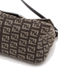 Pre-Loved Mamma Baguette Shoulder Bag Zucchino Coated Canvas with Silver Hardware, Brown