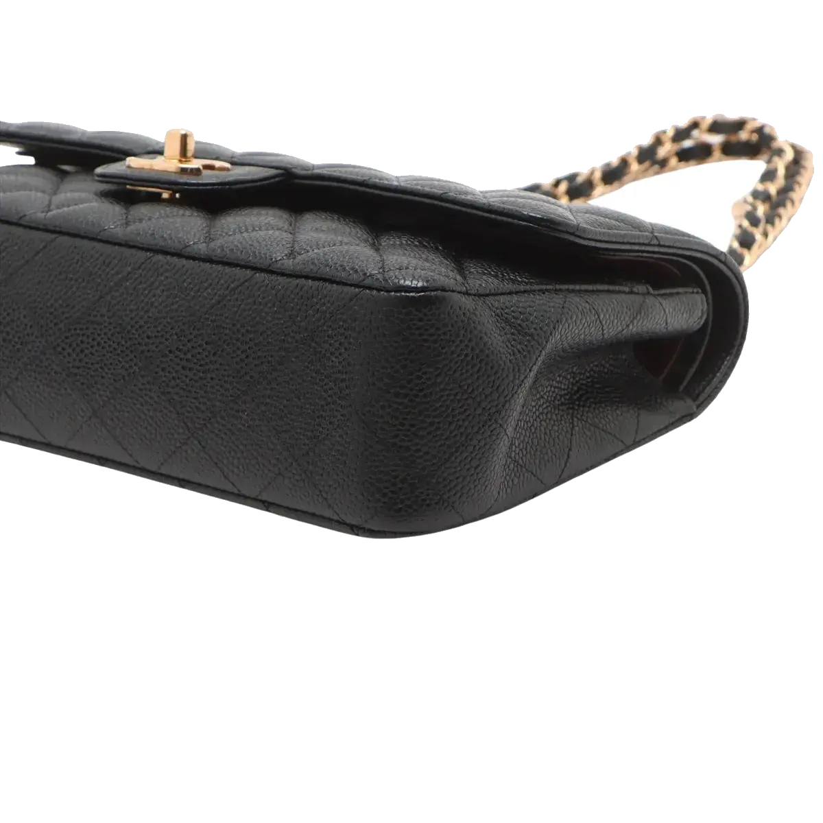 Pre-Loved Classic Double Flap Shoulder Bag Quilted Leather Medium with Gold Hardware, Black