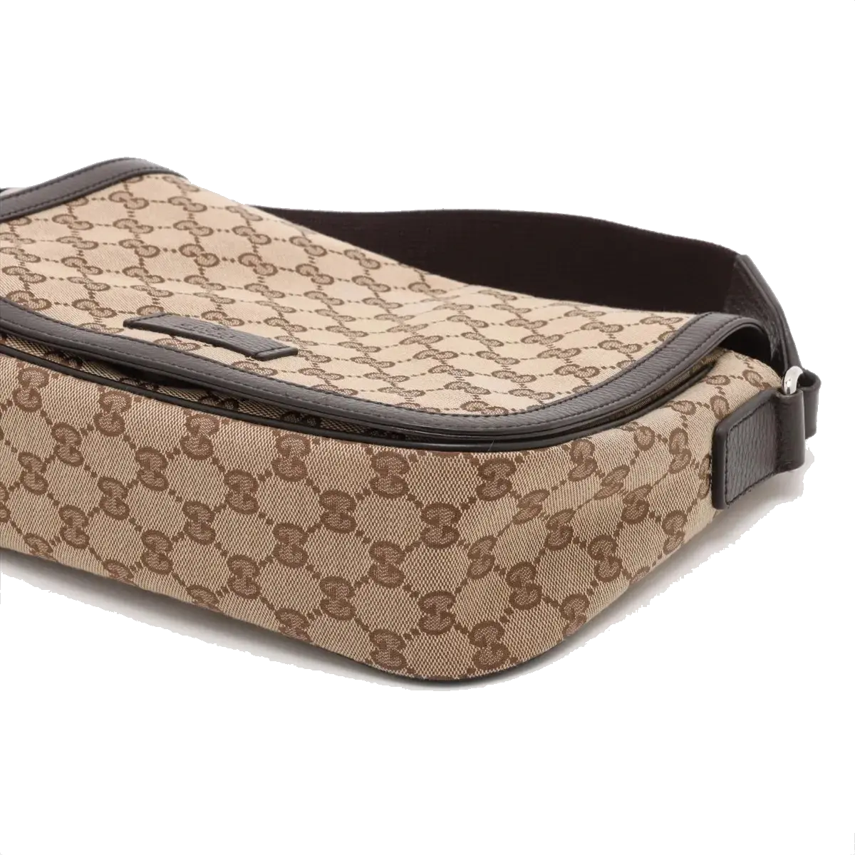 Pre-Loved GG Messenger Crossbody Bag Monogram Coated Canvas with Silver Hardware, Beige/Ebony