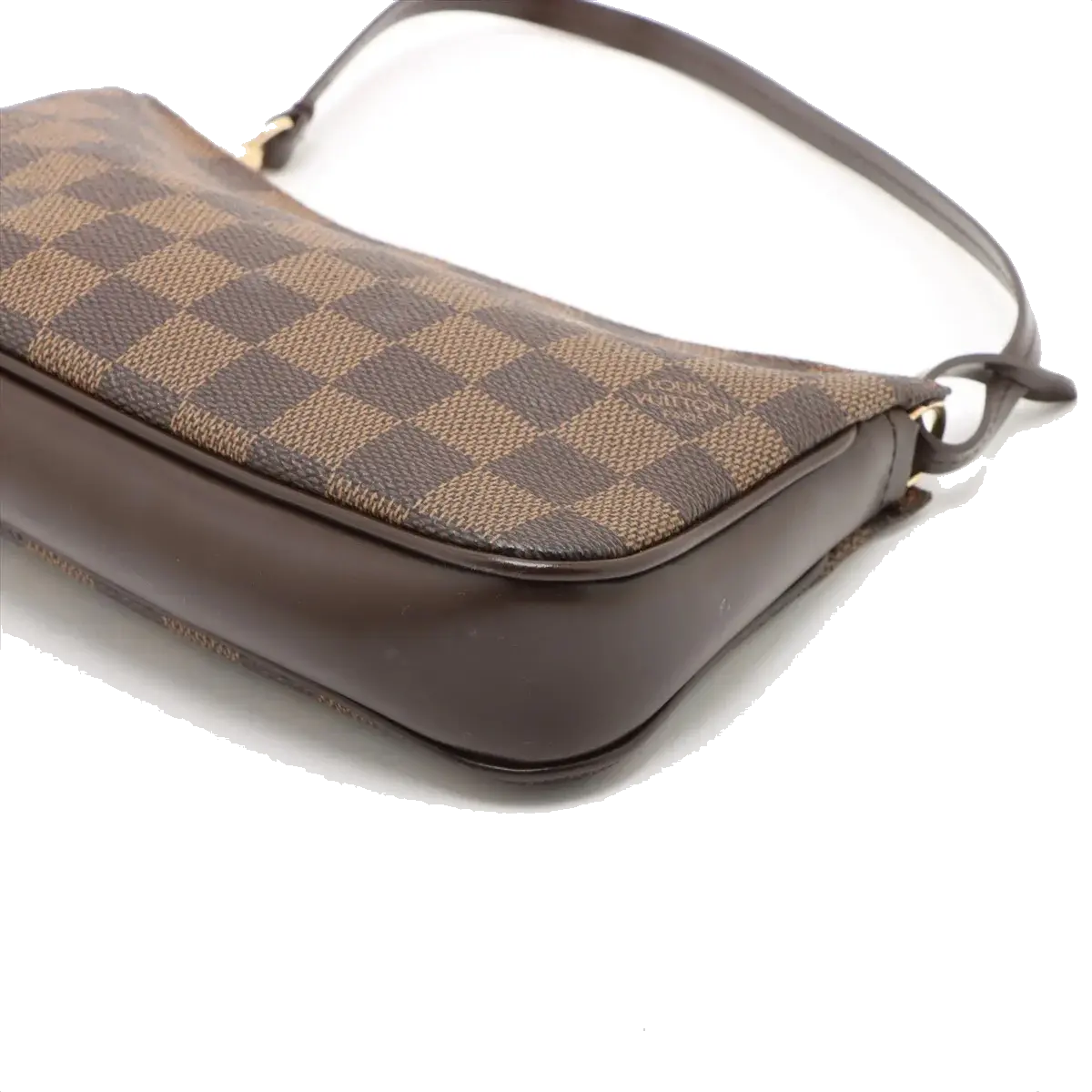 Pre-Loved Pochette Accessoires Pochette Damier Coated Canvas with Gold Hardware, Ebene Brown