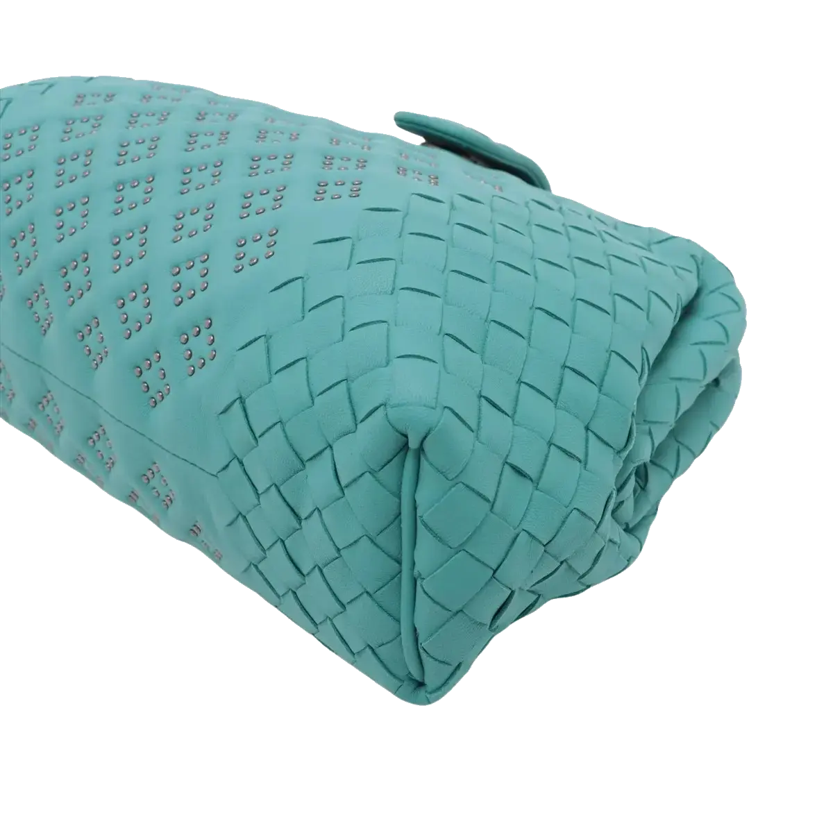 Pre-Loved The Lauren 1980 Clutch Intrecciato Leather with Silver Hardware, Turquoise