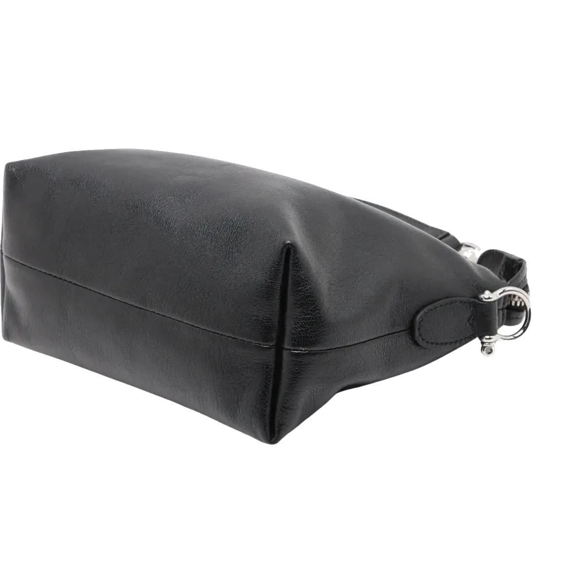 Pre-Loved Shoulder Bag Black Leather with Silver Hardware, Black