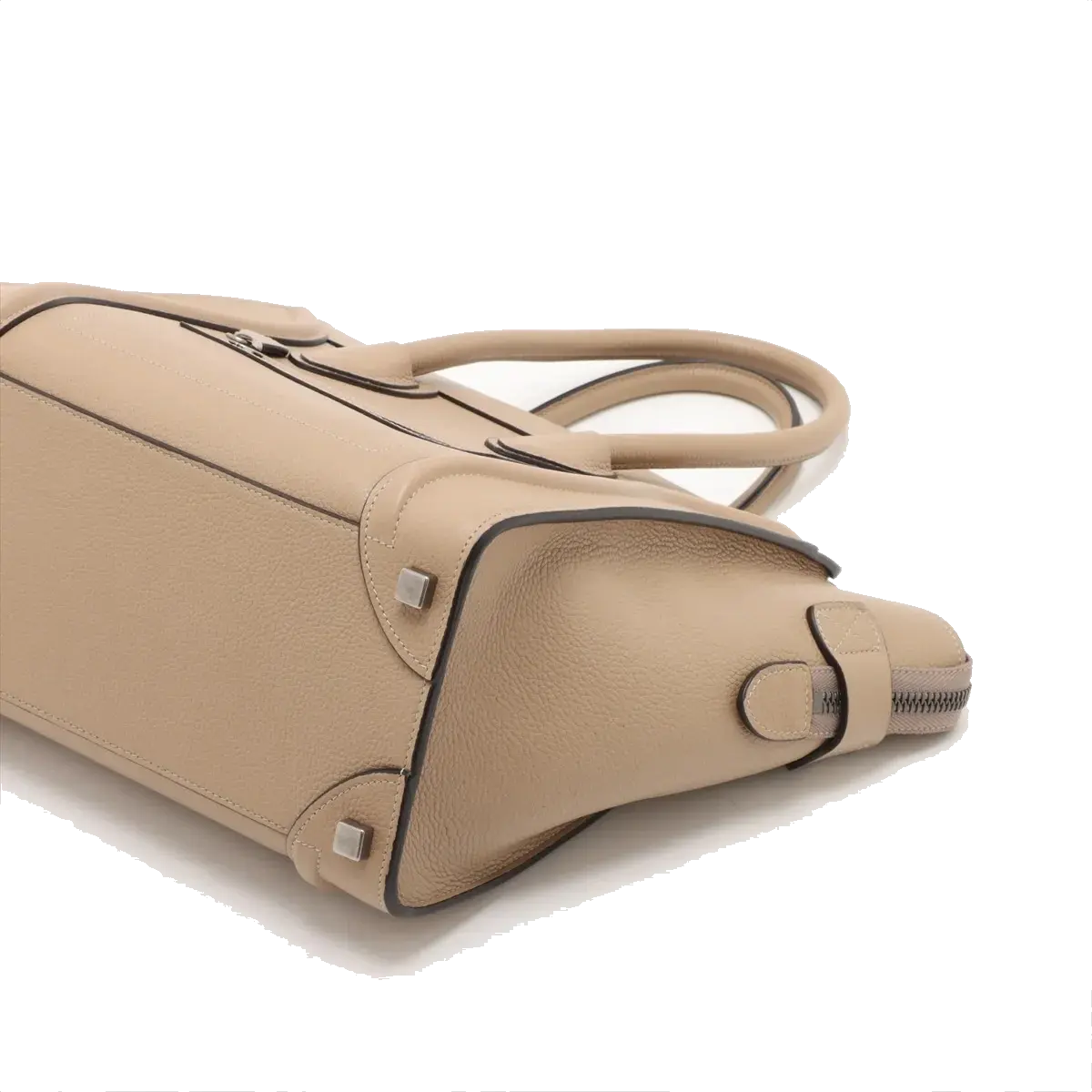 Pre-Loved Luggage Tote Leather Micro with Silver Hardware, Beige