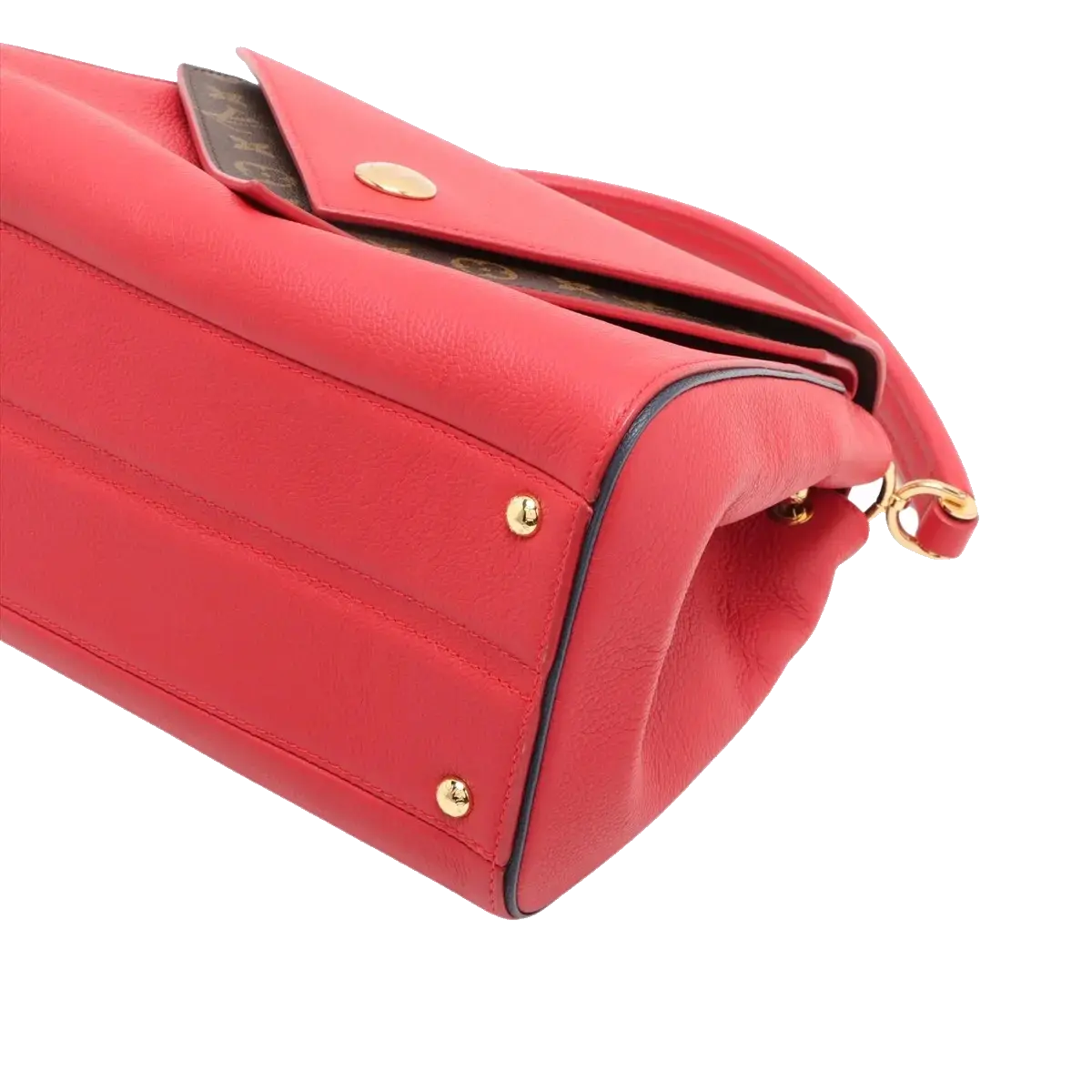 Pre-Loved Double V Handbag Monogram Leather with Gold Hardware, Red