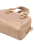 Pre-Loved Amazona Handbag Leather Mini with Gold Hardware, Metallic Beige