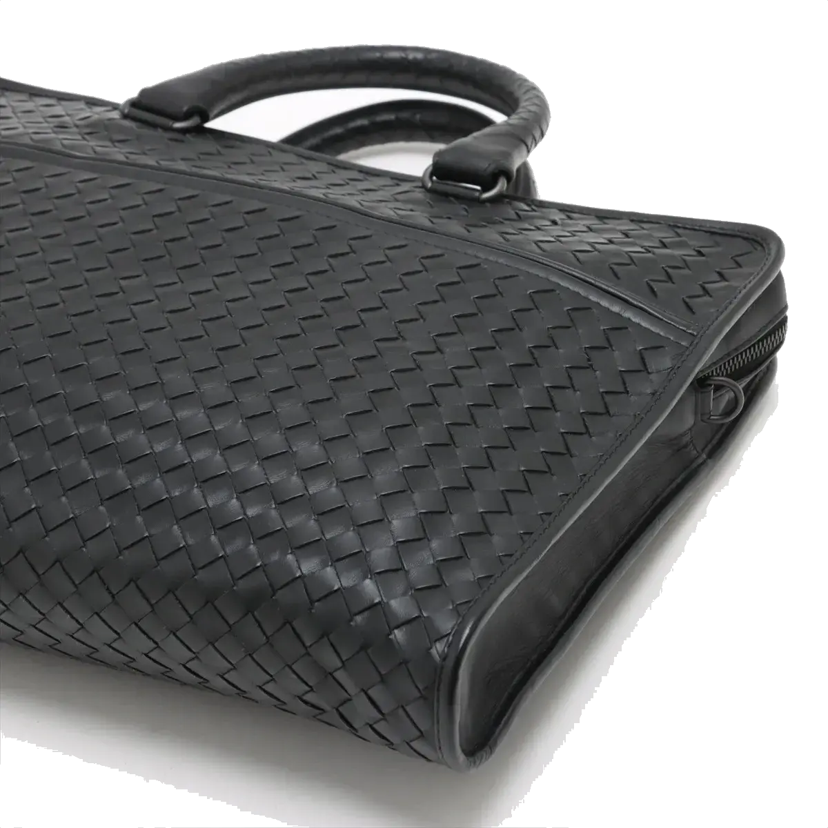 Pre-Loved Intrecciato Business Bag Briefcase Intrecciato Leather with Gunmetal Hardware, Black