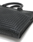 Pre-Loved Intrecciato Business Bag Briefcase Intrecciato Leather with Gunmetal Hardware, Black