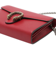 Pre-Loved Dionysus Wallet on Chain Crossbody Bag Leather Mini with Aged Silver Hardware, Red