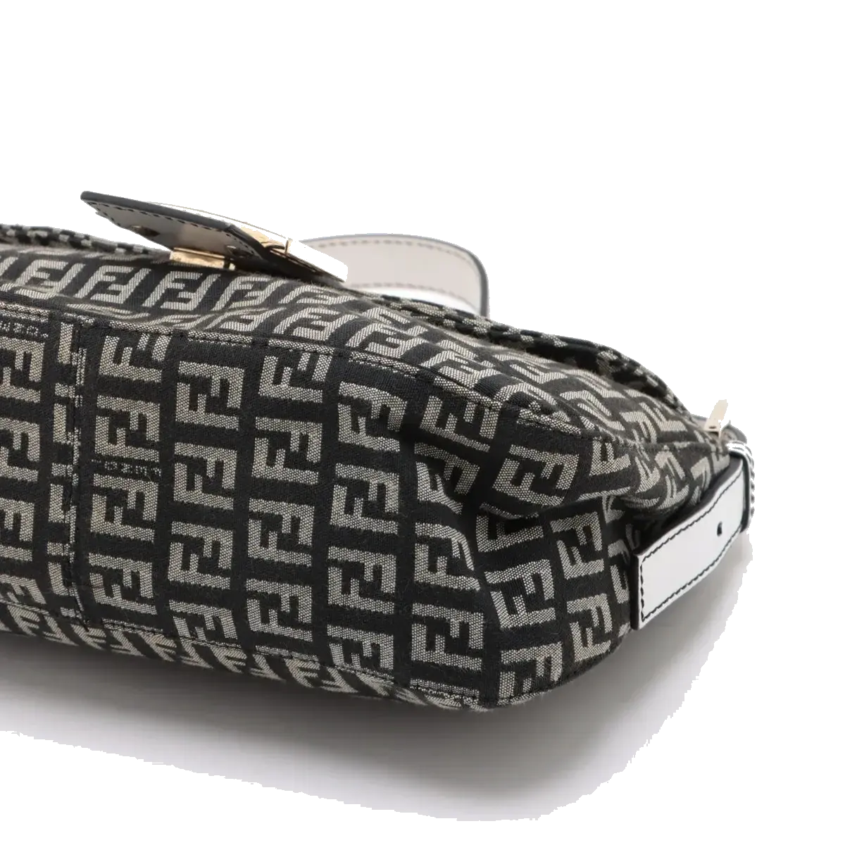 Pre-Loved Mamma Baguette Shoulder Bag Zucchino Coated Canvas with Gold Hardware, Black and Grey