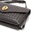 Pre-Loved Andiamo Crossbody Bag Intrecciato Leather Small with Gold Hardware, Dark Brown