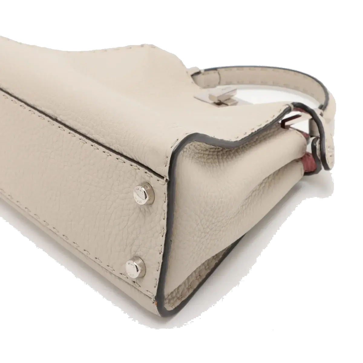 Pre-Loved Peekaboo Iconic Selleria Handbag Leather Small with Silver Hardware, Ivory