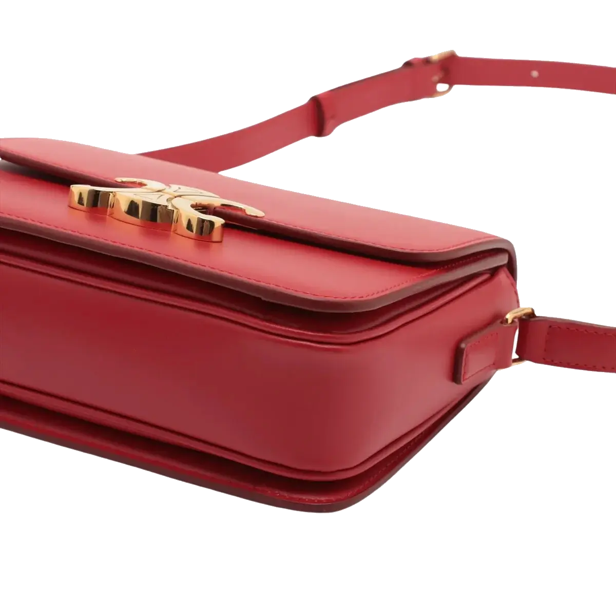 Pre-Loved Triomphe Shoulder Bag Leather Teen with Gold Hardware, Red