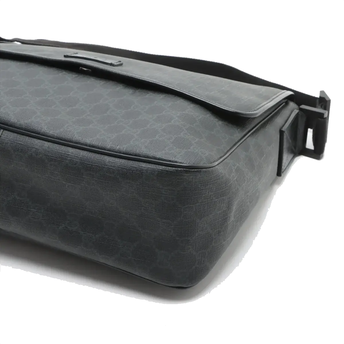 Pre-Loved GG Supreme Messenger Bag Crossbody Bag Monogram Coated Canvas with Black Hardware, Black