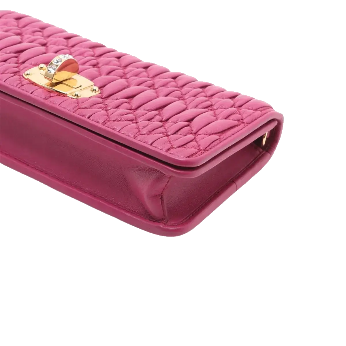 Pre-Loved Matelassé Wallet on Chain Crossbody Bag Quilted Leather Small with Gold Hardware, Pink