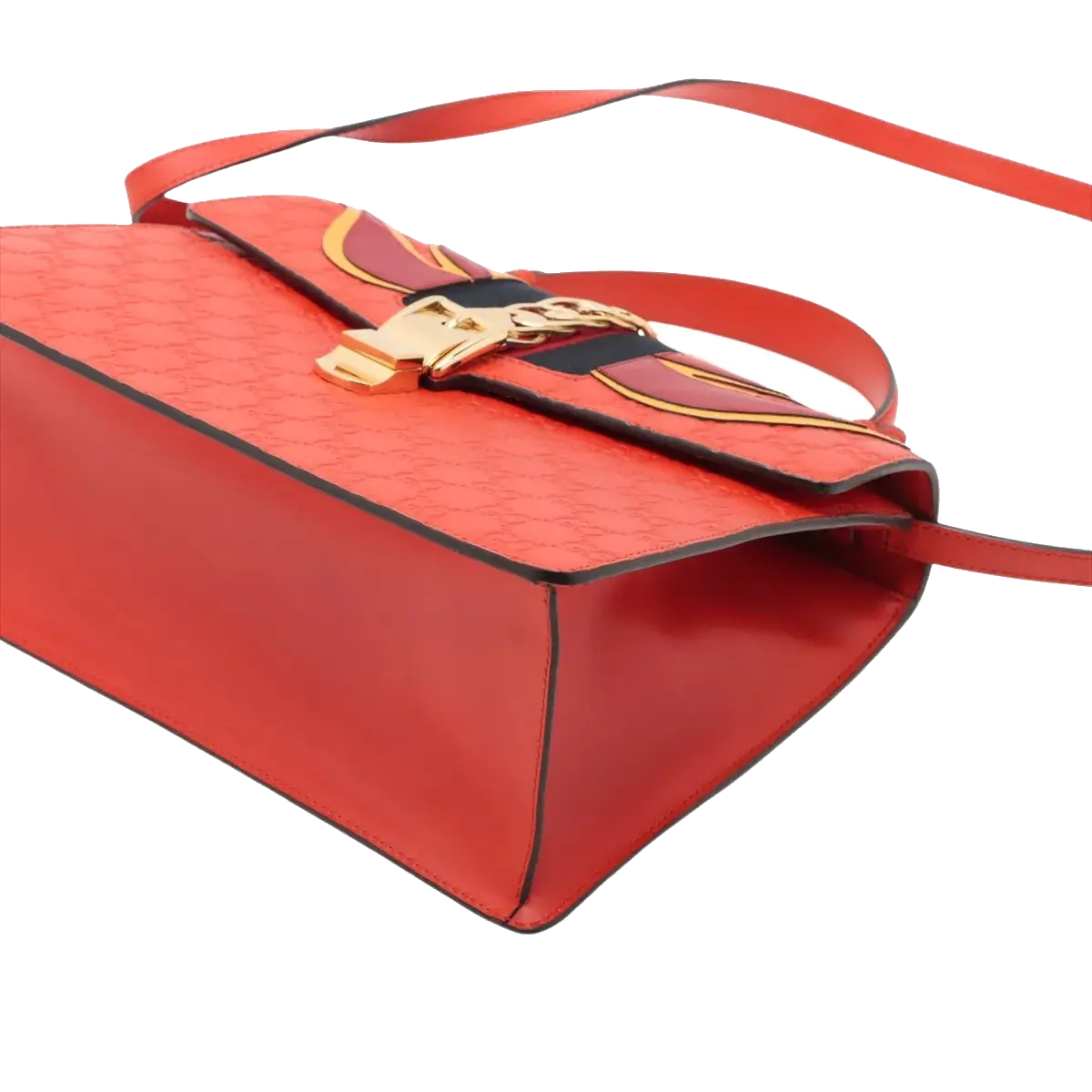 Pre-Loved Sylvie Handbag Monogram Leather Medium with Gold Hardware, Red