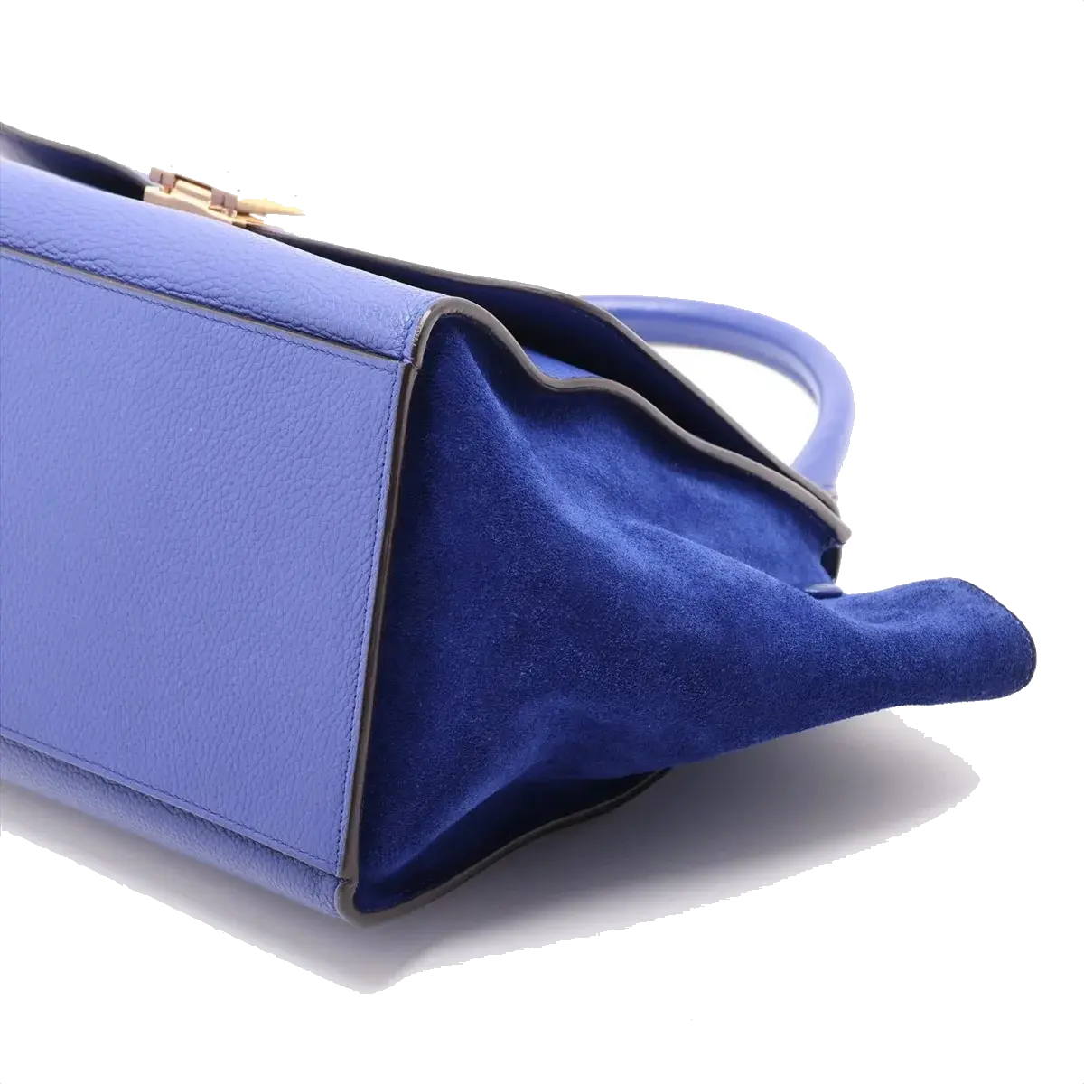 Pre-Loved Trapeze Handbag Leather Medium with Gold Hardware, Blue