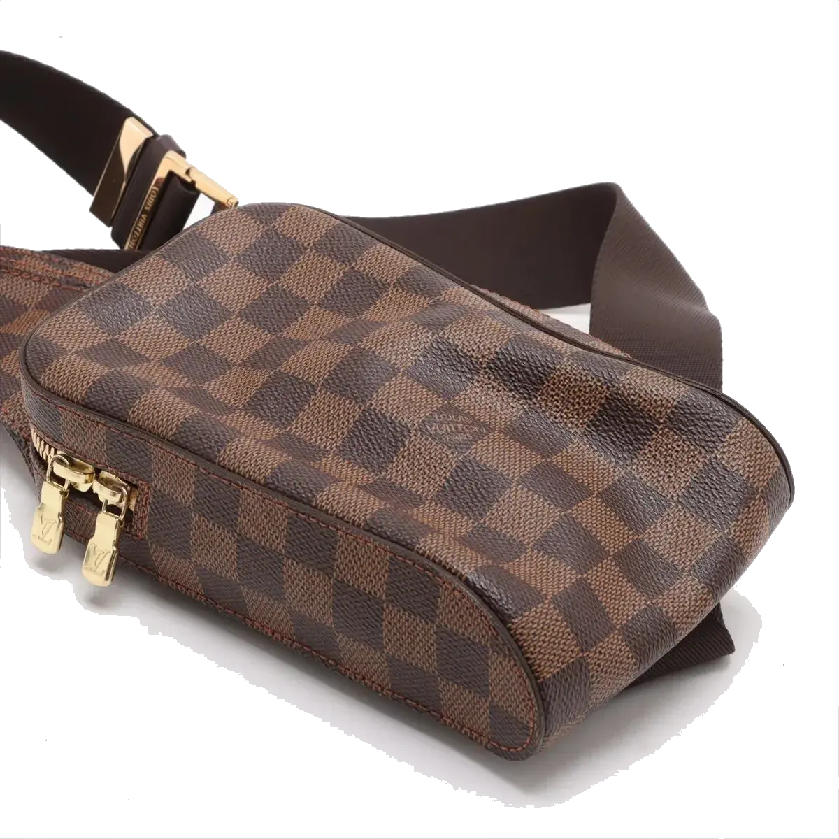 Pre-Loved Geronimos Crossbody Bag Damier Coated Canvas with Gold Hardware, Brown