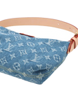 Pre-Loved Mini Pleaty Pochette Monogram Denim Mini with Gold Hardware, Blue