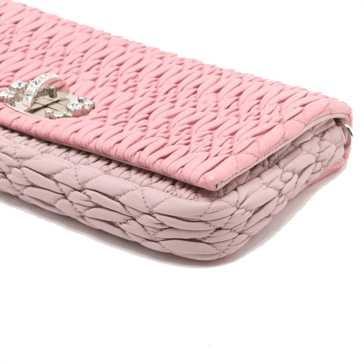 Pre-Loved Matelassé Crystal Shoulder Bag Quilted Leather Small with Silver Hardware, Pink