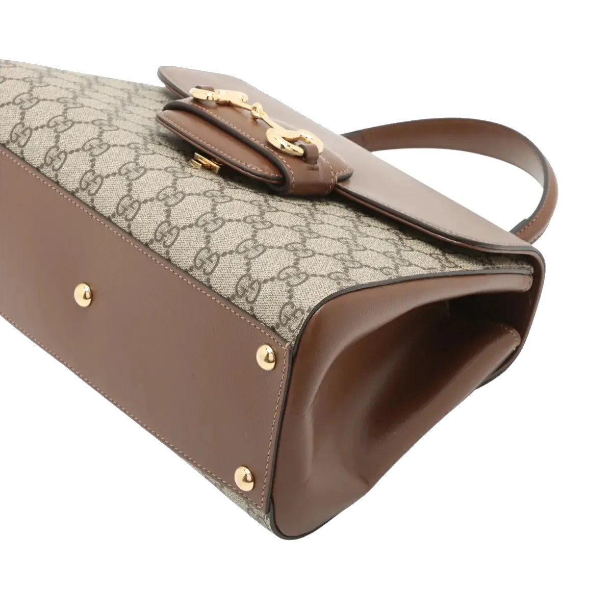 Pre-Loved Horsebit 1955 Handbag Monogram Coated Canvas with Gold Hardware, Beige/Brown