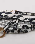 Pre-Loved Saddle Shoulder Bag Star Canvas Medium with Aged Gold Hardware, Navy and White