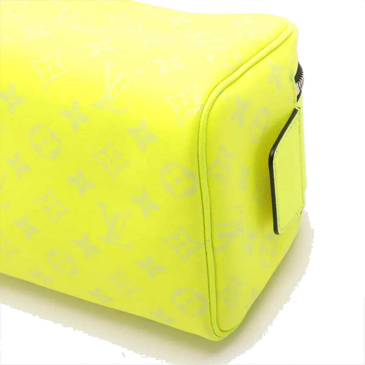 Pre-Loved Dopp Kit Pochette Monogram Coated Canvas with Silver Hardware, Neon Yellow