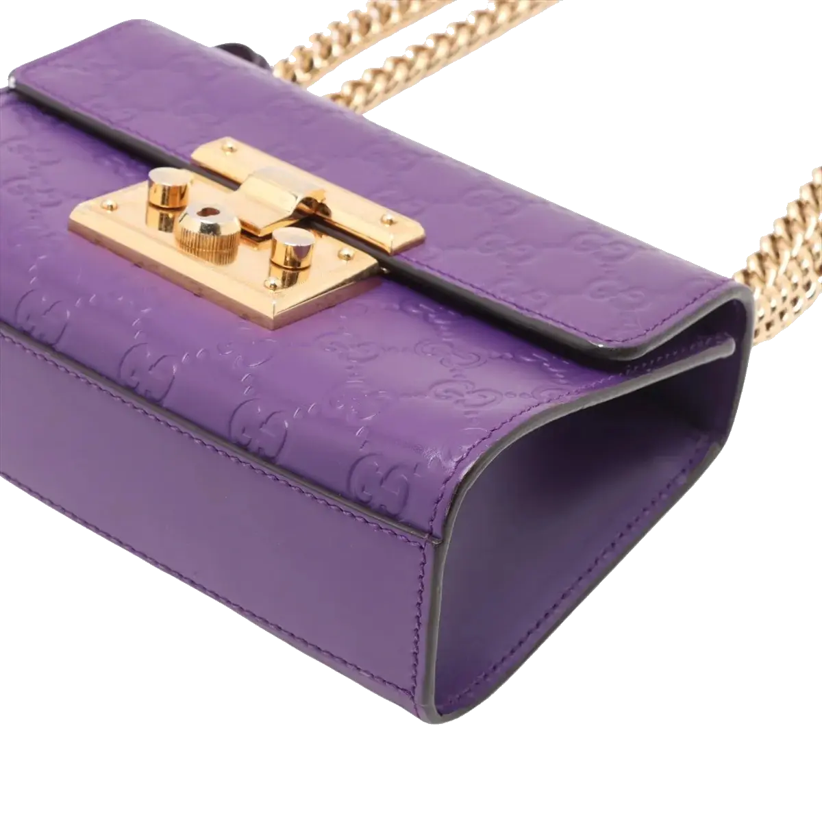 Pre-Loved Padlock Shoulder Bag Monogram Leather Mini with Gold Hardware, Purple