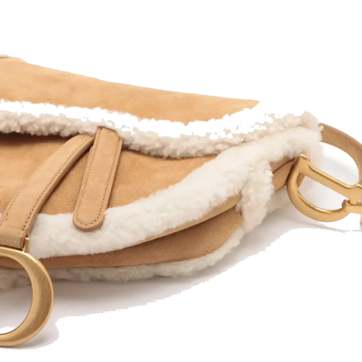 Pre-Loved Saddle Shoulder Bag Suede with Aged Gold Hardware, Tan