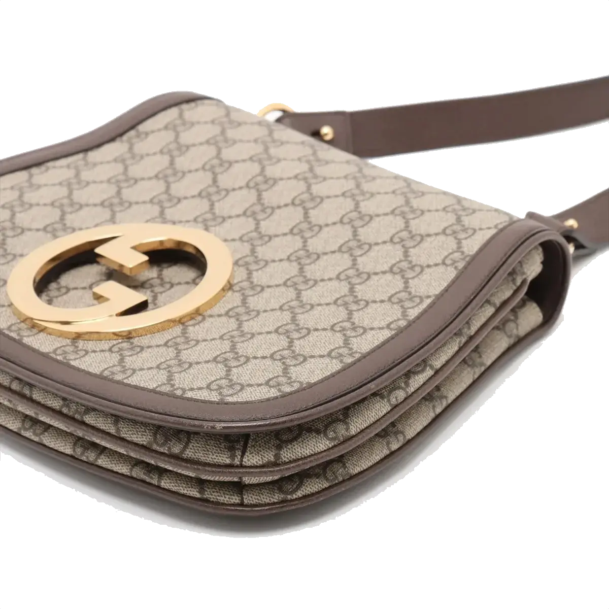 Pre-Loved Blondie Shoulder Bag GG Supreme Coated Canvas with Gold Hardware, Beige/Ebony