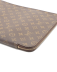 Pre-Loved Poche Documents Clutch Monogram Coated Canvas with Gold Hardware, Brown