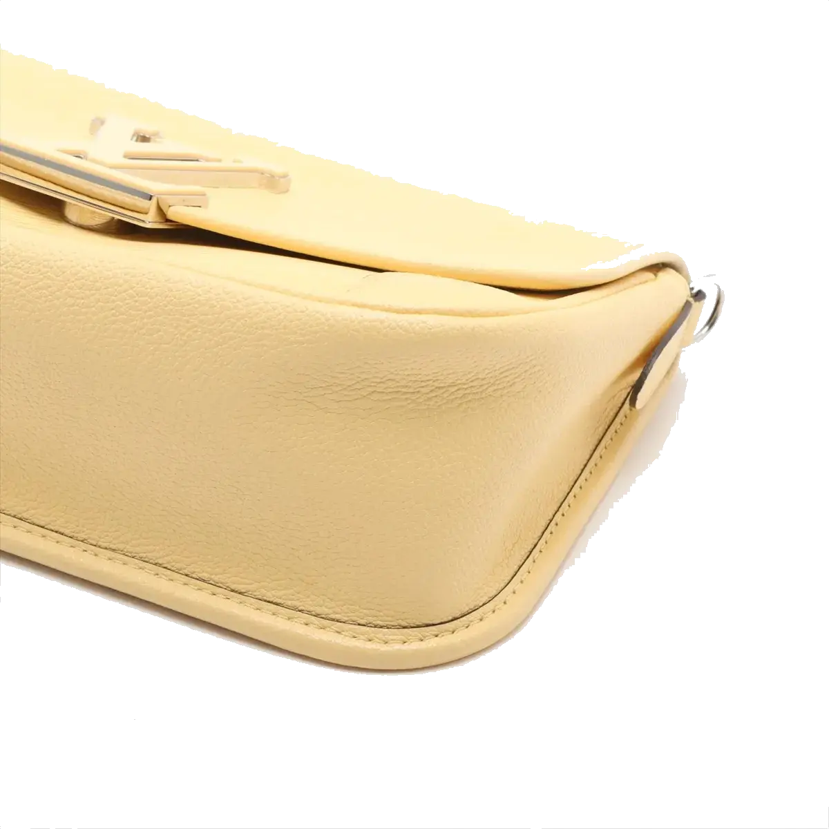 Pre-Loved Buci Crossbody Bag Leather with Silver Hardware, Vanilla Yellow