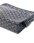 Pre-Loved Jouvence Toiletry Pouch Clutch Goyardine Chevron Coated Canvas MM with Silver Hardware, Navy Blue