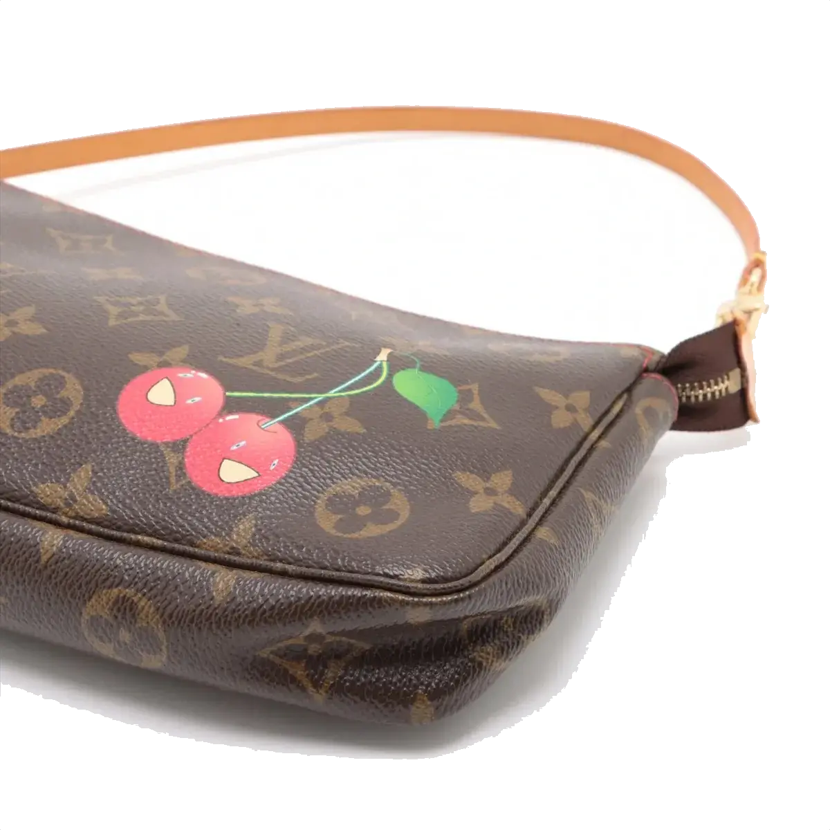 Pre-Loved Pochette Accessoires Cerises Pochette Monogram Coated Canvas with Gold Hardware, Brown