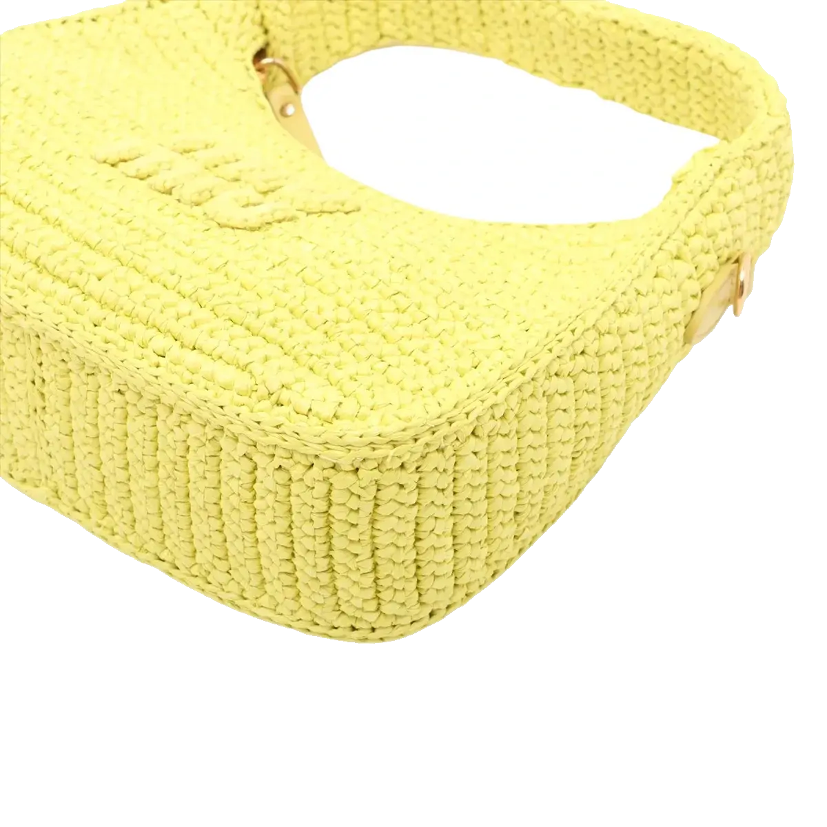 Pre-Loved Wander Hobo Shoulder Bag Raffia Mini with Gold Hardware, Yellow