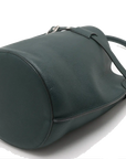 Pre-Loved Big Bag Bucket Bucket Bag Leather Nano with Silver Hardware, Dark Green