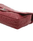 Pre-Loved Easy Flap Shoulder Bag Quilted Leather with Silver Hardware, Red