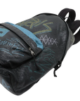Pre-Loved Explorer Graffiti Backpack Graffiti Leather with Silver Hardware, Black