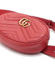 Pre-Loved GG Marmont Belt Bag Quilted Leather with Aged Gold Hardware, Red