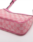 Pre-Loved GG-P Half-Moon Shoulder Bag Monogram Coated Canvas Small with Silver Hardware, Pink