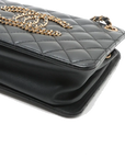 Pre-Loved CC Chain Logo Quilted Chain Bag Shoulder Bag Quilted Leather Small with Gold Hardware, Black