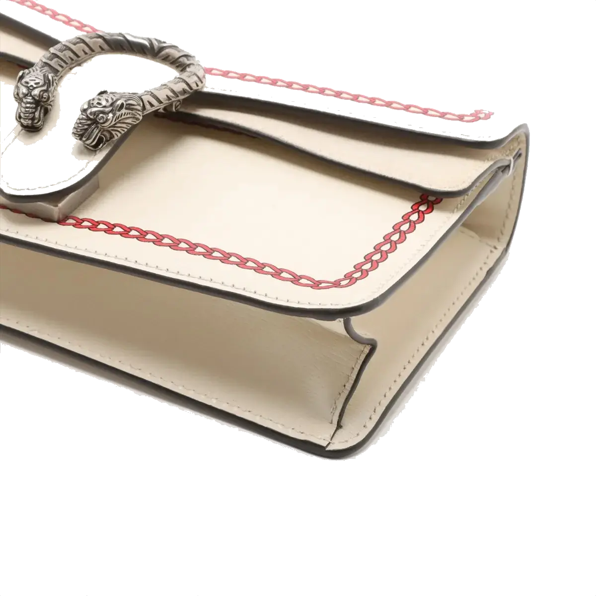 Pre-Loved Dionysus Shoulder Bag Dragon Print Leather Small with Aged Silver Hardware, Ivory